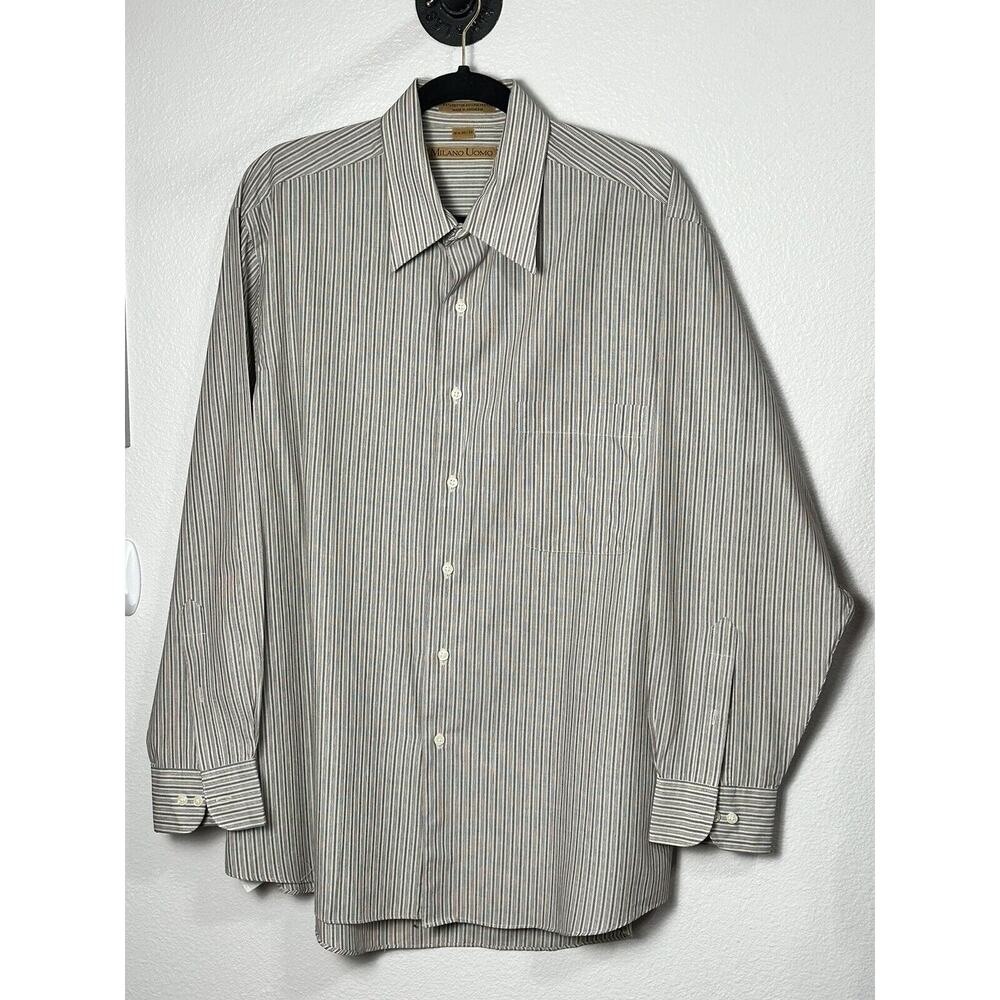 Milano Uomo Men’s Multicolor Shirt Button Up Long Sleeve Pocket Size 16.5 32/33
